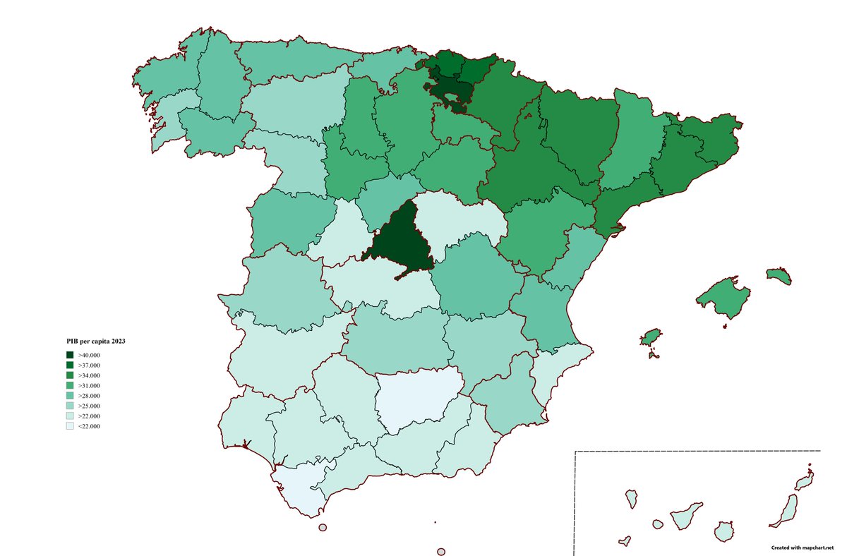 🚩Se que este mapa os gusta mucho y no había sacado con los últimos datos.
🚩Datos oficiales del INE 2023.