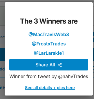CONGRATS TO ALL WINNERS!!!
<a href="/LarLarskie1/">Lar</a> 
<a href="/MacTravisWeb3/">Mac Travis</a> 
<a href="/FrostxTrades/">Macro.Frost ❄️</a> 

To claim Kindly open ticket in the discord server of <a href="/BlueGuardiancom/">Blue Guardian</a> 

DRAW ID: 1769694490810