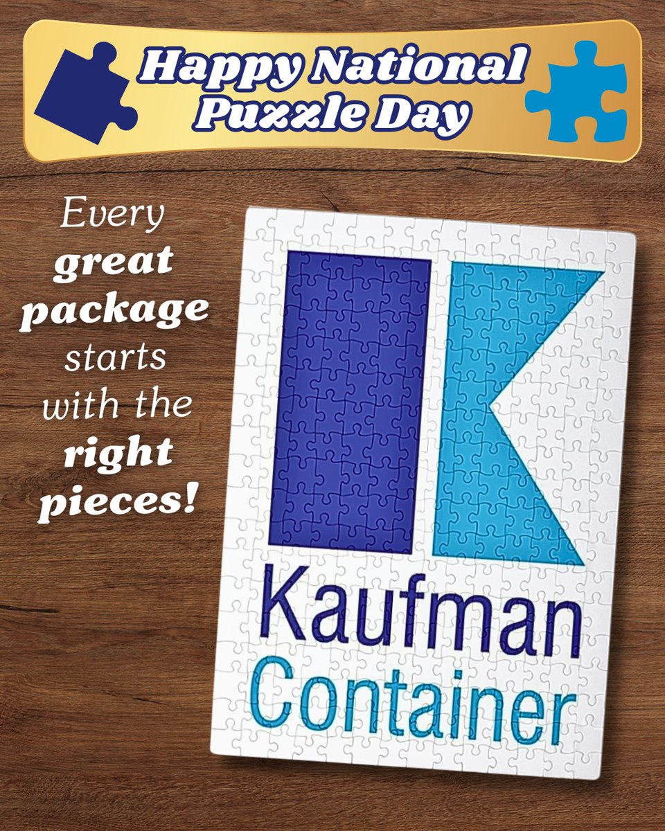 Every great package starts with the right pieces. 🧩
From containers and closures to decoration and delivery, we help you put it all together.
Happy National Puzzle Day!

#NationalPuzzleDay #PackagingSolutions #PackagingDesign #KaufmanContainer #B2BPackaging