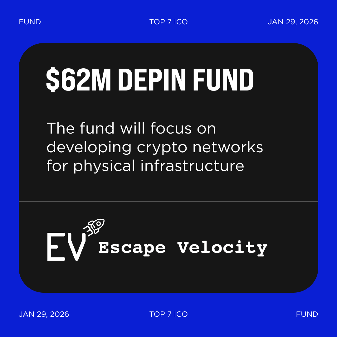 Escape Velocity raises $62M for DePIN Fund The fund will focus on  developing crypto networks for physical infrastructure such as telescopes  and solar energy. @EV3ventures was founded by former @GoldmanSachs  employees, and