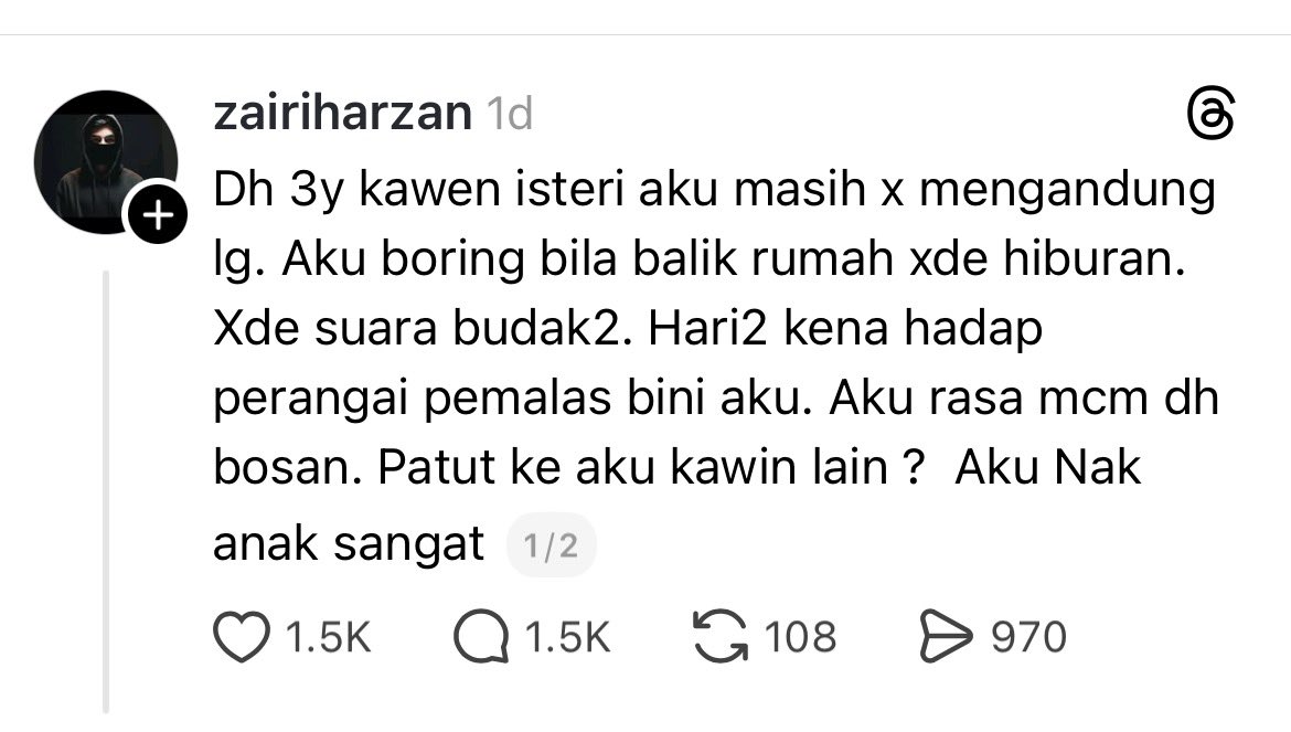 tattyhassan's tweet image. Ada lagi solution lain abang ni boleh explore.

Cuba cari rumah terbiar mana-mana, pindah duduk sorang situ, nanti ada lah tu suara budak-budak.