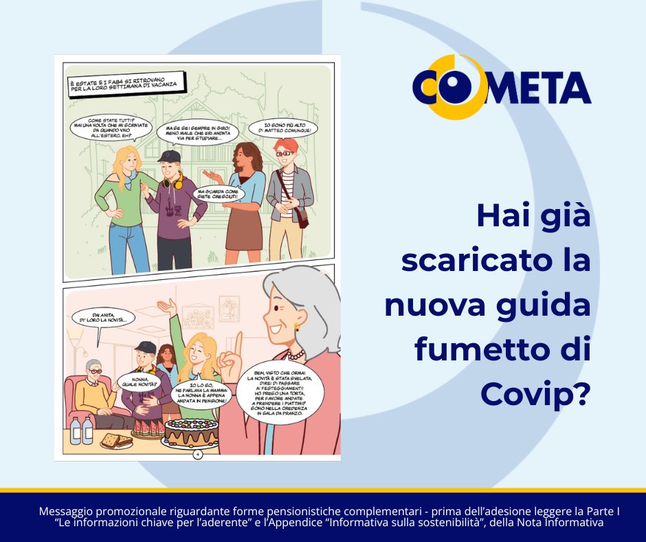 📢 Covip ha realizzato “The Future Tree. Guida interattiva alla previdenza complementare” per promuovere la cultura previdenziale e rendere i temi della previdenza complementare più vicini e accessibili.
🔗 Scarica guida: bit.ly/3Ocgk2j
#FondoCometa #Risparmio #Pensione