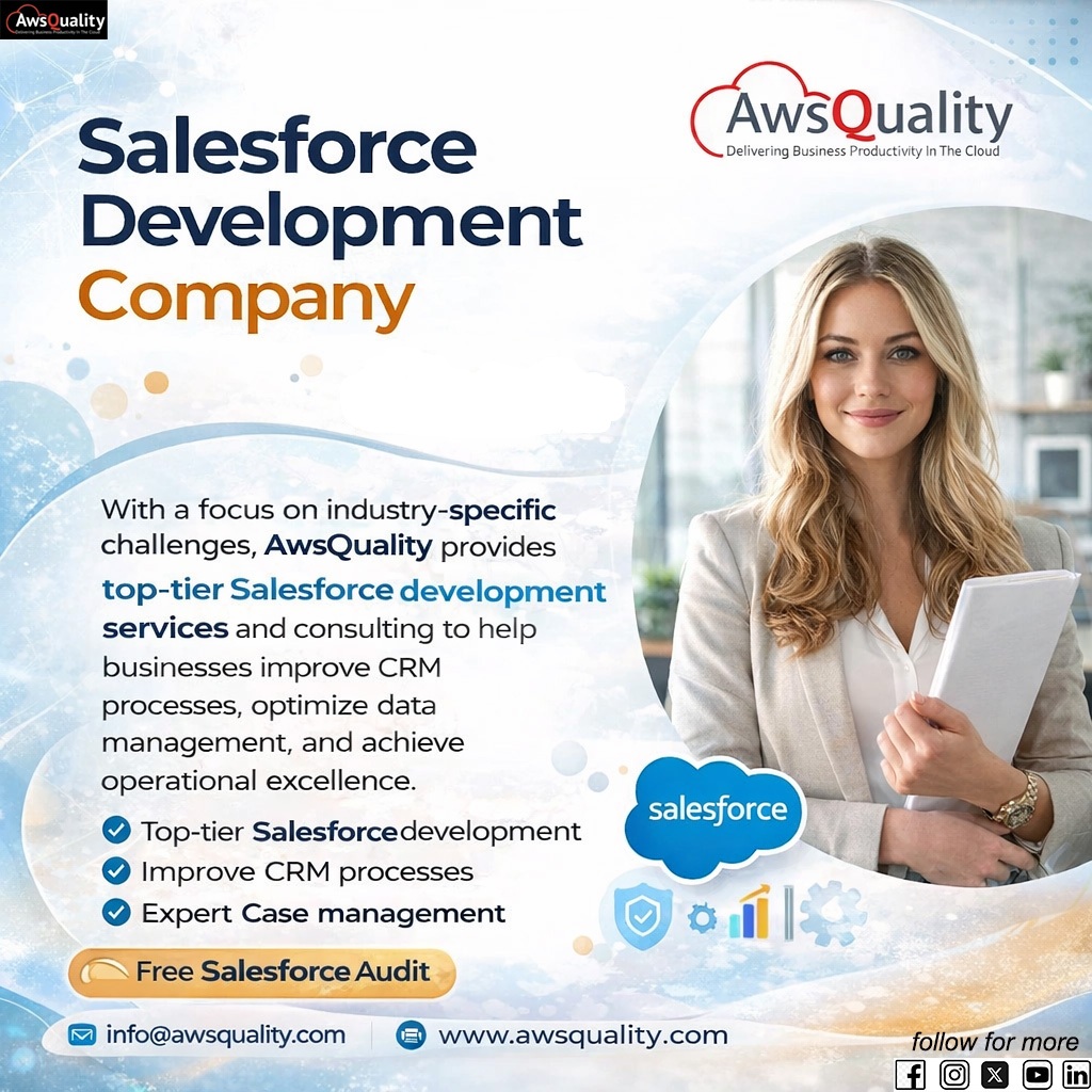 awsquality's tweet image. 🚀 AwsQuality | Salesforce Experts

🎯 Free Salesforce Audit
📧 info@awsquality.com | 🌐 awsquality.com

#Salesforce #SalesforceCRM #BusinessGrowth #DigitalTransformation #CloudComputing #CustomerExperience #TechUSA #EnterpriseTech #AwsQuality #SalesforceExperts