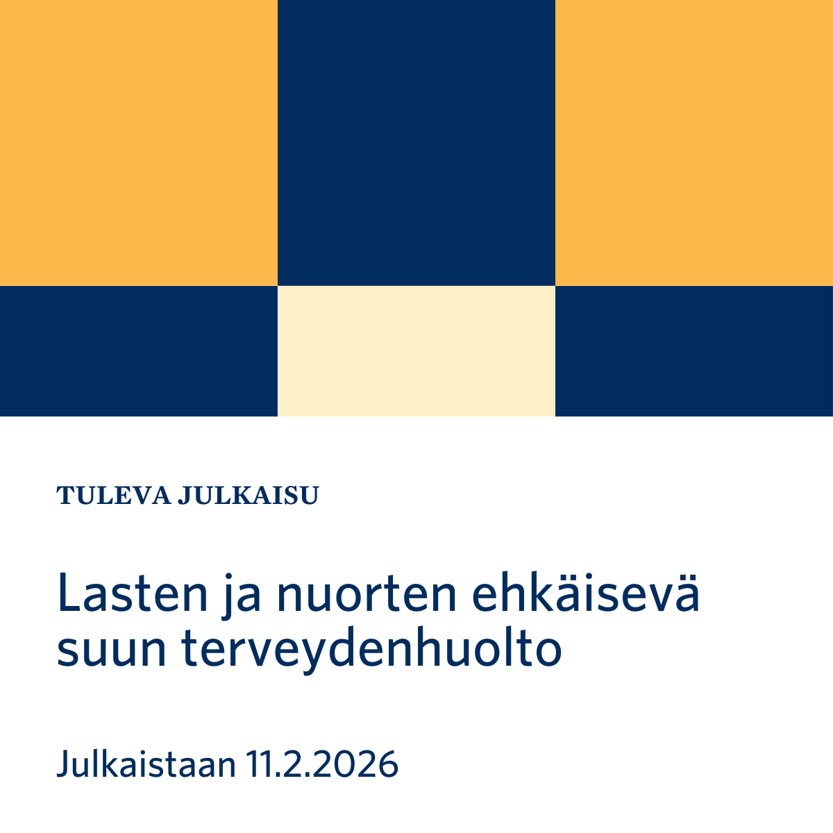 VTV_fi's tweet photo. Julkaisemme tarkastuksen lasten ja nuorten ehkäisevästä suun terveydenhuollosta ke 11.2.2026.

🔗Lisätietoja tarkastuksesta: https://t.co/9YJCMKULpN

🔎Katso kaikki tulevat raportit: https://t.co/pmK9jeQGzC https://t.co/bZvFjlRtn6