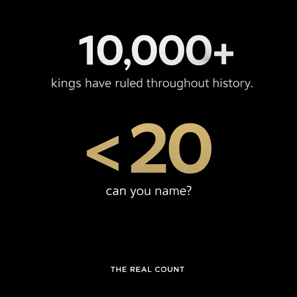 10,000+ kings have ruled throughout human history.
How many can you name?
They commanded armies. Built empires. Believed they'd be remembered forever.
Now they're a quiz question you'd fail.
Your grudge from last week won't last either. Let it go.
