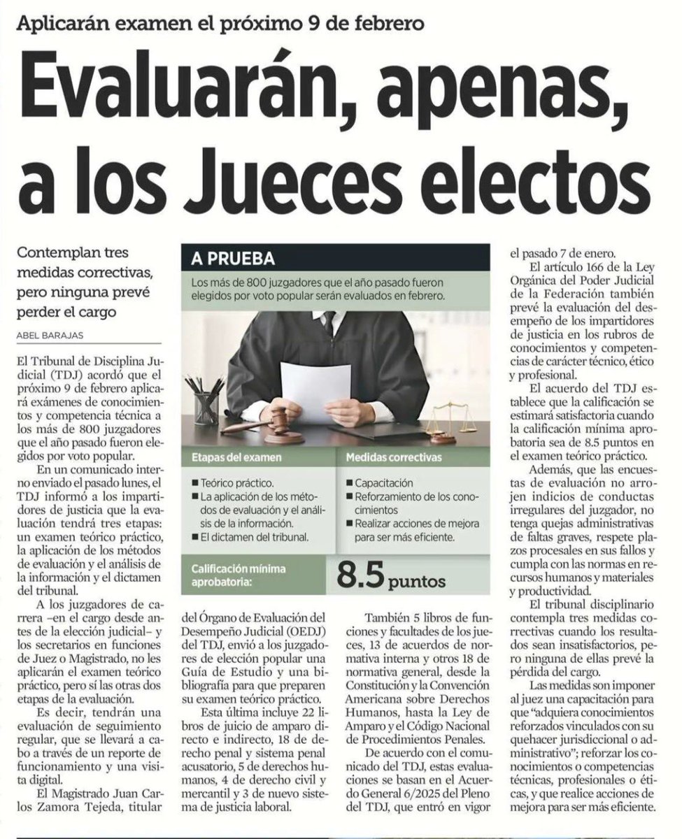 Elegimos jueces por voto popular… y apenas después decidimos evaluar si saben juzgar. El orden lo dice todo. Primero el poder, luego la técnica.

El examen suena duro, la bibliografía impresionante, el 8.5 intimidante. Pero no hay consecuencias reales: nadie pierde el cargo.