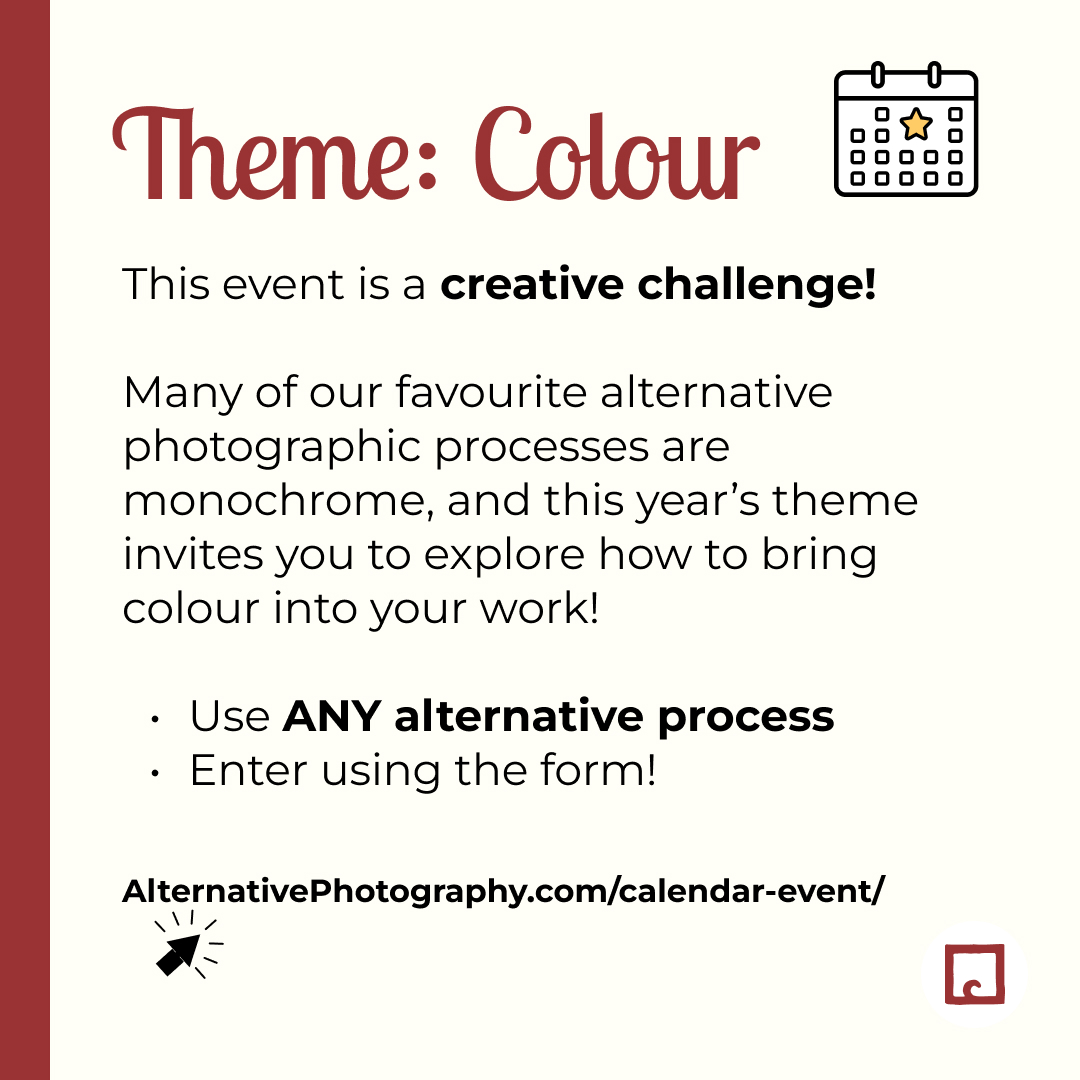alternativephot's tweet image. A lumen print from our COLOUR Calendar event by Kate Jordahl.

Artists rethink traditionally monochrome processes and share how colour enters their work.
Join our calendar event until 31 March 2026:
👉 alternativephotography.com/calendar-event/

#lumenprint #altprocess #alterantiveprocesses
