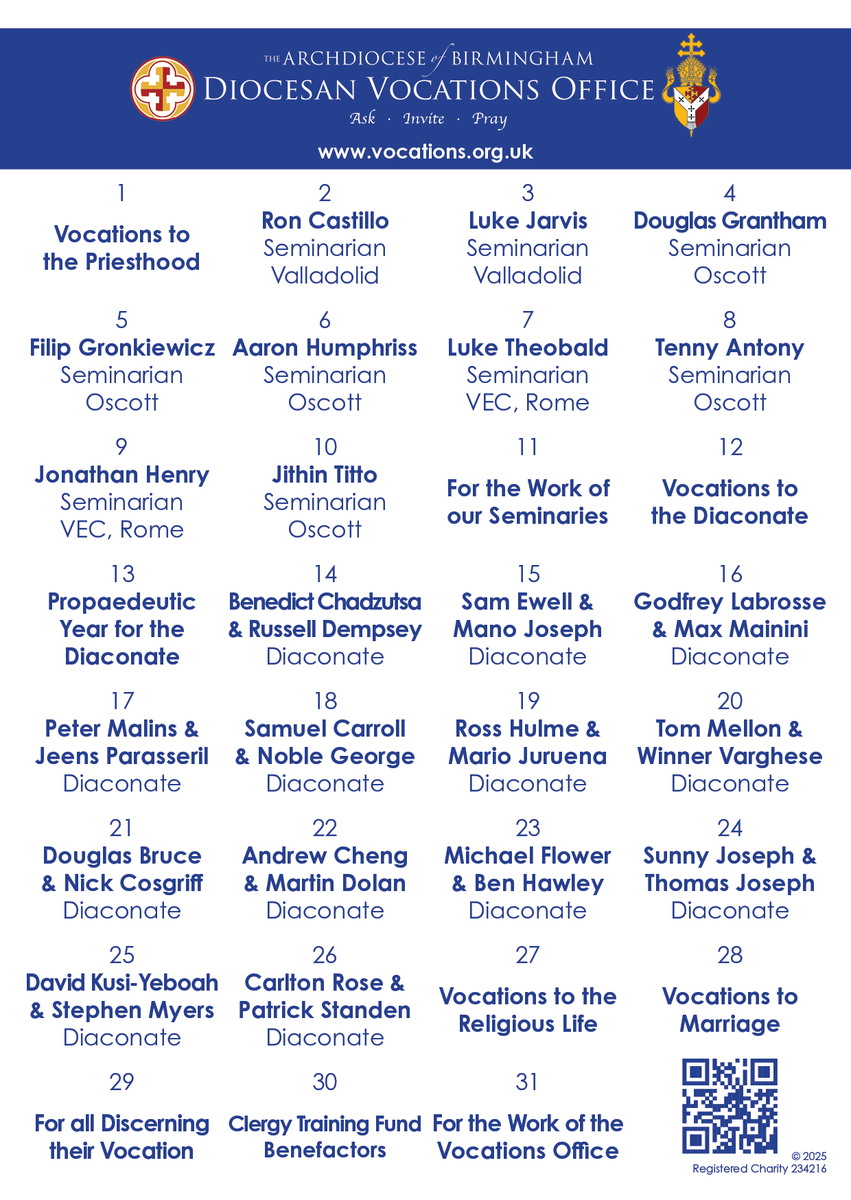 AskInvitePray's tweet photo. Today on the @RCBirmingham Vocations Prayer Calendar, we pray for Michael Flower @mikeflower22 and Ben Hawley, in formation for the diaconate. https://t.co/AO5OHcqx1D
