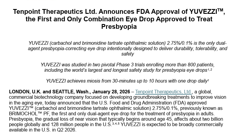 WatcherBiotech's tweet photo. $LENZ  VIZZ direct competitor approved yesterday and announced a concurrent financing to fund its launch. I have a feeling that this is a surprise to most  $XBI https://t.co/1VmerCkz60