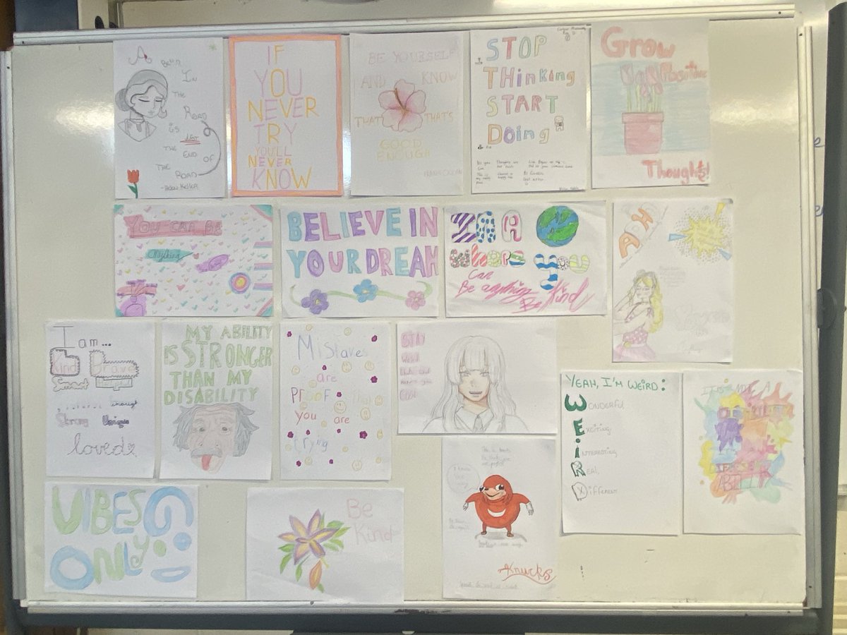 🌸Positivity posters created by some of Ms Byrne‘s <a href="/Pres_Carlow/">Presentation College</a> First and Second Years displayed in the library to inspire our wonderful students! 🌸<a href="/CeistTrust/">CEIST</a> #bícineálta #bekind #schoolofsanctuary 🌸