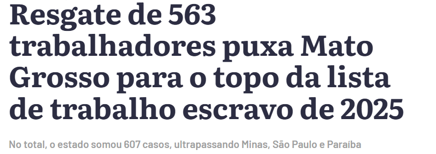 movimento_vat's tweet image. O Mato Grosso virou o estado com maior número de trabalhadores resgatados em condições análogas à escravidão no Brasil em 2025!!!!!!! Segundo o balanço do Ministério do Trabalho e Emprego, foram 607 trabalhadores libertados no estado. (segue o fio)