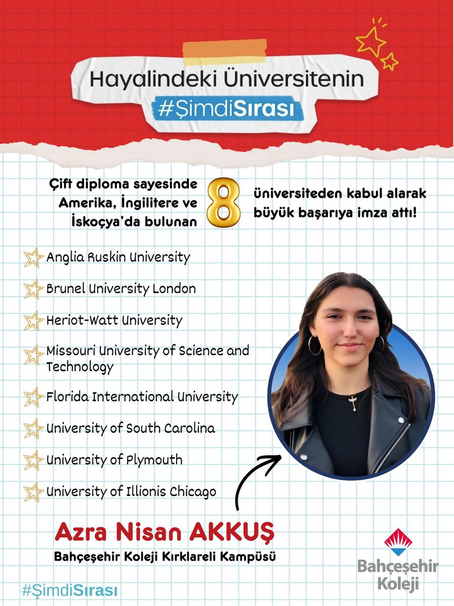 BK_Kirklareli's tweet photo. 🌍🎓 DÜNYA ÜNİVERSİTELERİNE UZANAN BÜYÜK BAŞARI! 🎓🌍
Kırklareli Bahçeşehir Anadolu Lisesi olarak bir öğrencimizin daha hayallerini gerçeğe dönüştürmenin gururunu yaşıyoruz! https://t.co/yElGv3PqMw