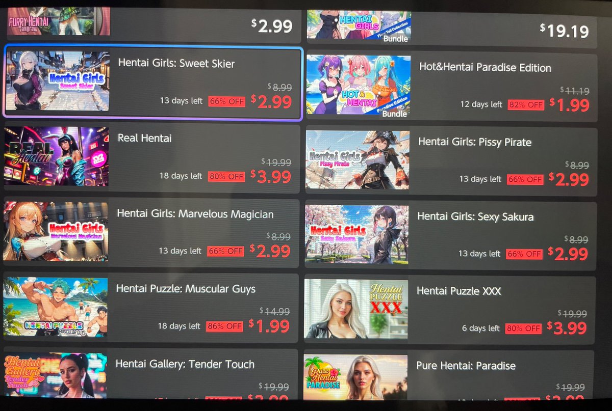 dripdropyt16's tweet photo. @NintendoAmerica : “We HAVE to censor Dispatch! There’s nipples and swear words! 😱 Think of the children!!!”

Meanwhile, Nintendo’s eShop:
#dispatch #NintendoSwitch2 https://t.co/61D7e4NFK5