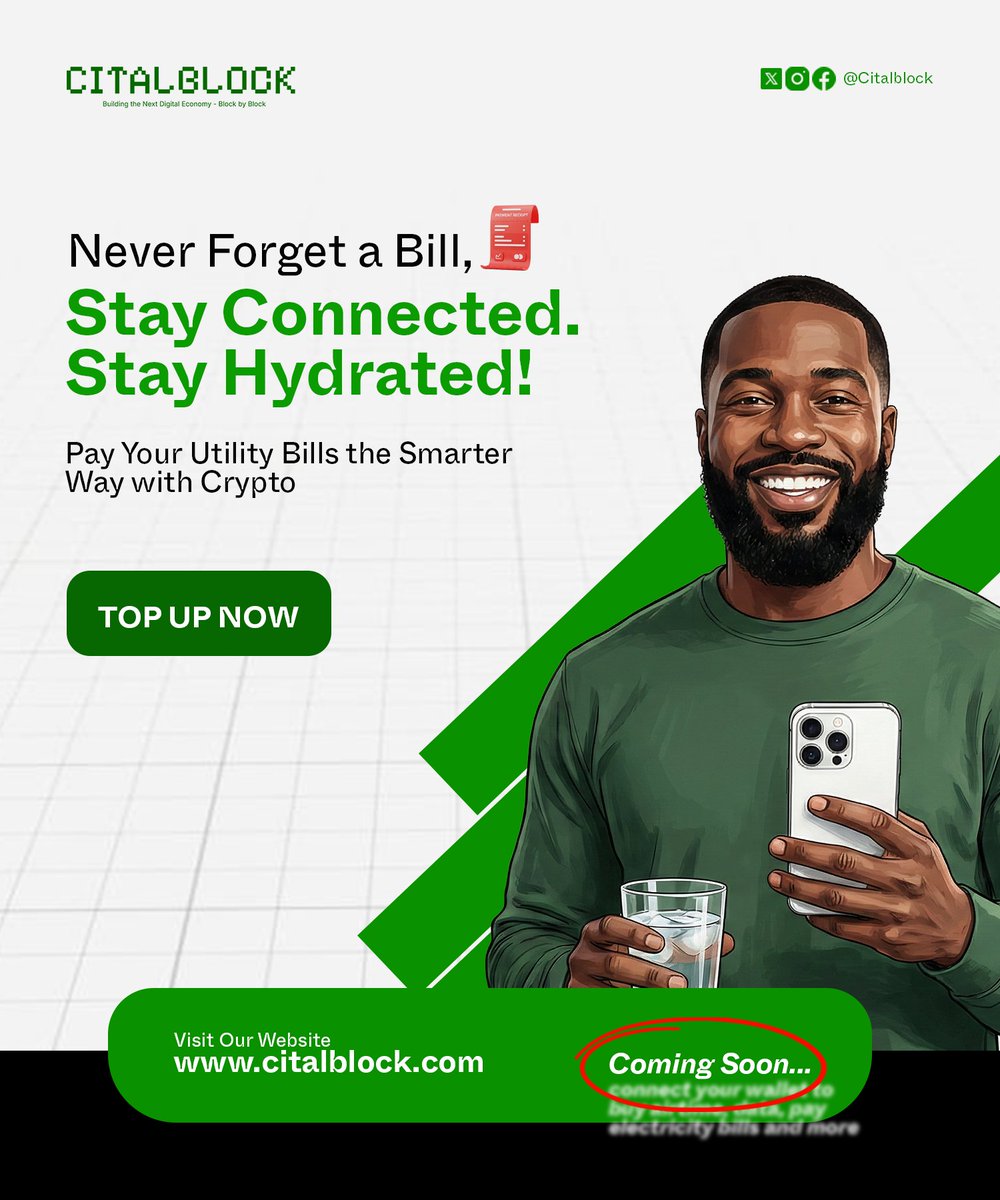 Designed social media creatives for a crypto-powered fintech product focused on everyday use.
Airtime, data, and bill payments — visually simplified for clarity and trust.
#GraphicDesign #FintechDesign #CryptoDesign #VisualDesign