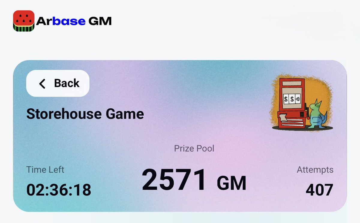 It's madness again at Arbase GM on @BaseApp. Over the past 24 hours, more than 400 people have taken part in a new game, where the prize pool has already reached 2,571 GM, which is approximately equal to 257 USDC.

Very soon, the prizes will be distributed.
