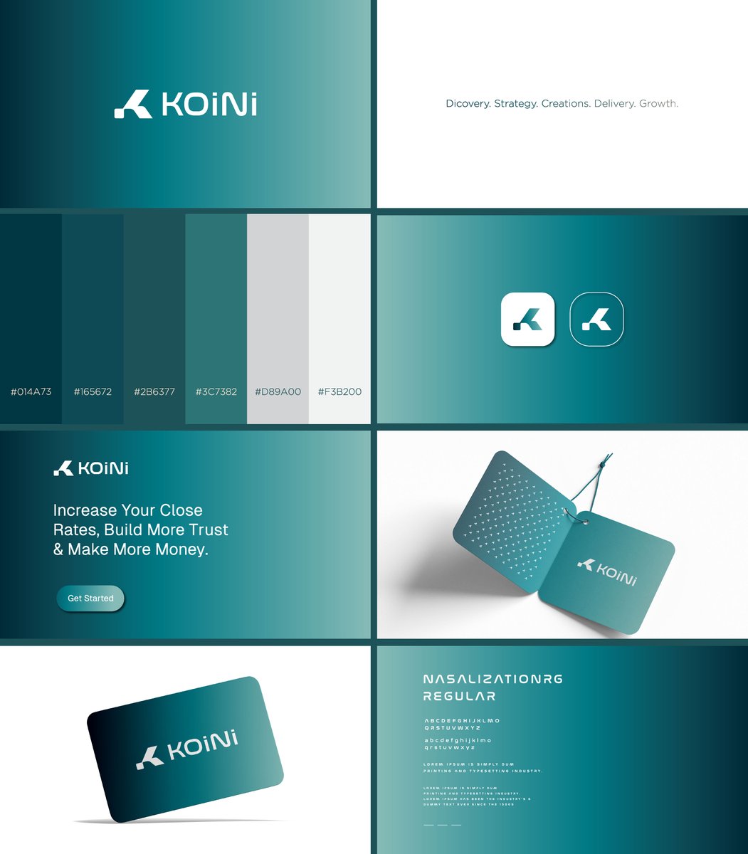 Brand identity for koini . It is cryptocurrency branding