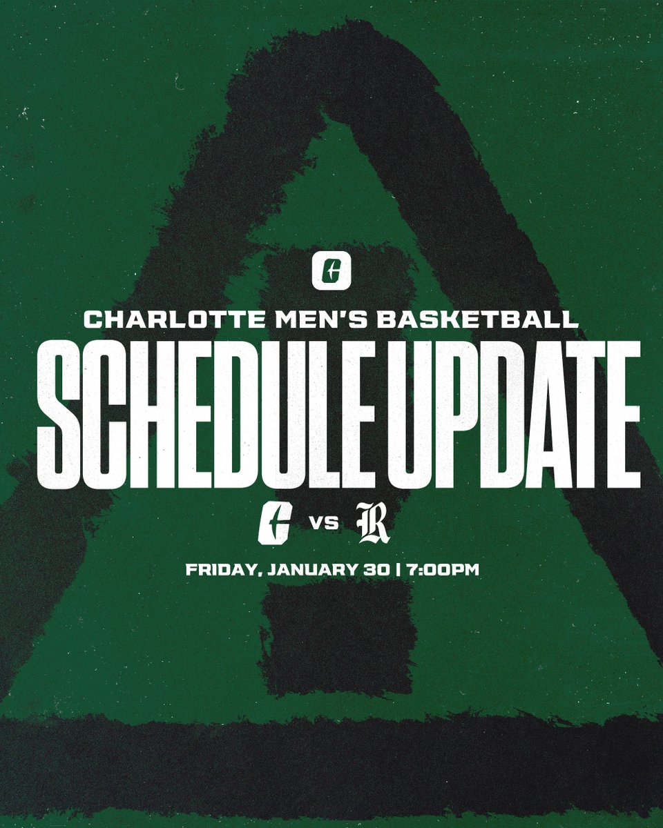 𝐒𝐜𝐡𝐞𝐝𝐮𝐥𝐞 𝐔𝐩𝐝𝐚𝐭𝐞

Our game against Rice has been moved to tomorrow at 7 p.m. due to inclement weather. 

Details » clt49e.rs/3Z6Fm5q