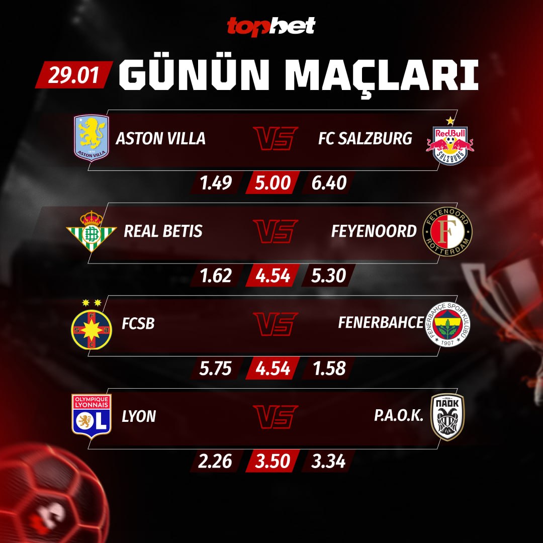 🏆 UEFA Avrupa Ligi Topbet ile bahis !

🇷🇴 FCSB 🆚 Fenerbahçe 🇹🇷

💰%50 Yatırım FreeBet Bonusu
💎47K TRY'e kadar Cashback Bonusu

Topbet 📲 cutt.ly/rtzGVzW6 🎁

#FCSBvFB #FenerinMaçıVar #UEL