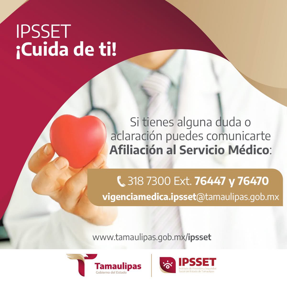 👨‍💻Consulta los requisitos para afiliación al servicio médico en
➡ tamaulipas.gob.mx/ipsset/servici…
📌Todos los trámites en este Instituto son gratuitos
🤝🏼#IPSSETCuidadeti