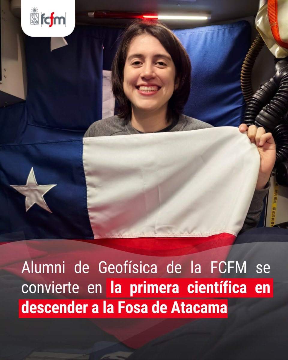 UChile_Beauchef's tweet photo. #OrgulloFCFM | Valeria Cortés Rivas, alumni de @Dgf_uchile de la FCFM, se convirtió en la primera científica en descender a la Fosa de Atacama, alcanzando los 7.680 m de profundidad en una expedición internacional.

🔗 Lee la nota completa en https://t.co/ydBWthRdmD https://t.co/Nh2NNyrwaS