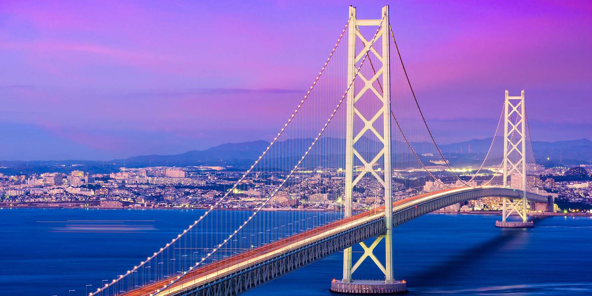 capbcon's tweet image. An earthquake made the world’s longest suspension bridge even longer — mid-construction.

Japan’s Akashi Kaikyō Bridge spans 1,991 m between towers, still the longest suspension span on Earth. During construction, the 1995 Kobe earthquake (M7.3) shifted the seabed, moving the…