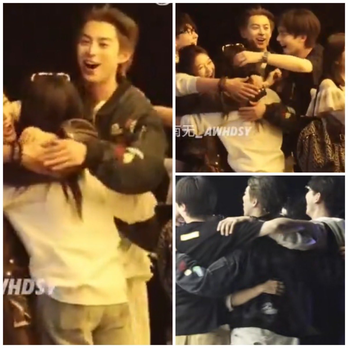 #WangHeDi (#DylanWang) and #ShenYue hugging. Yes, It is a group hug. But they have their arm on each other for a hug. Such a precious moment for the #DiYue #DyShen fandom 💜💛 Thank you #TheInn2026. My babies. Aaahhh. Love them so much 💛💜❤️