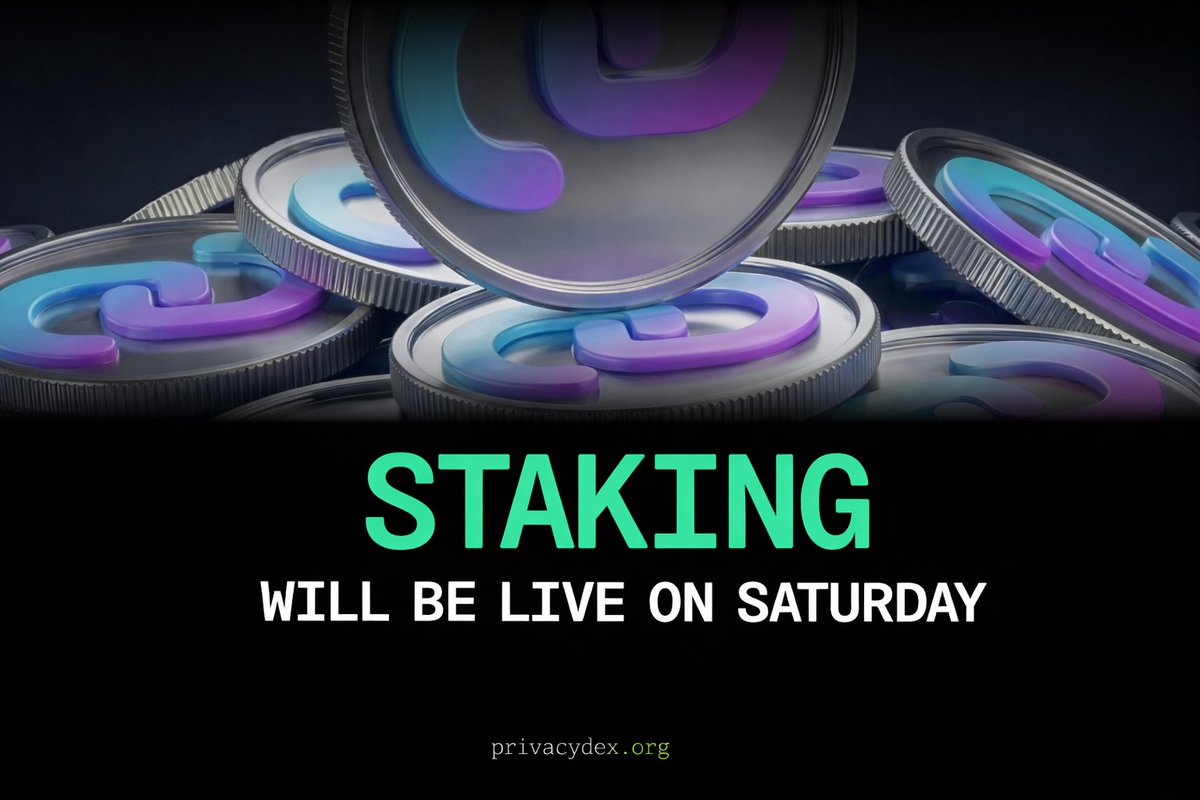 We are excited to announce that staking is going live this Saturday on PrivacyDex 🔥

• 30% APY
• The more $PRIVACY you stake, the more you earn
• Designed to reward long-term holders

This is another major step in strengthening the PrivacyDex ecosystem and rewarding investors