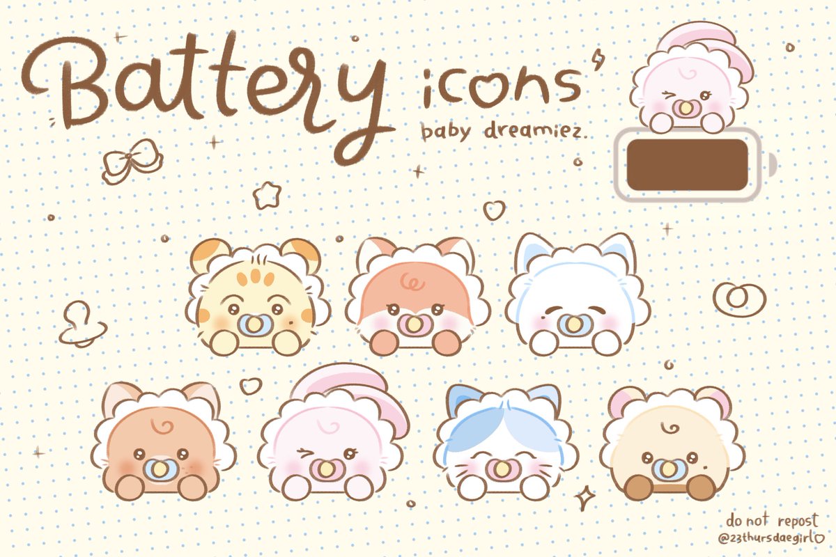 𝑝𝑙𝑠 𝑟𝑡 💗

🪄 Battery icons baby dreamiez 🐯🦊🐶🐻🐰🐱🐹

— click here: drive.google.com/drive/folders/…

for personal use only❕
x do not repost/reupload x

#NCT #NCTDREAM #dreamiez #แจกpng #แจกไฟล์png