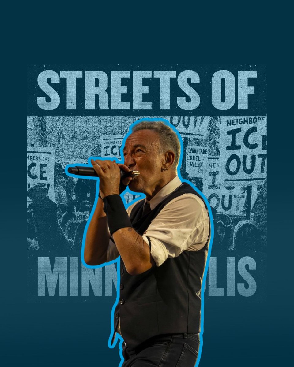 🎵Bruce Springsteen lanza nueva canción: ‘Streets of Minneapolis’. 

 Springsteen escribió esta canción el sábado, la grabó ayer y la ha publicado hoy como respuesta al “terror de Estado que se está ejerciendo sobre la ciudad de Minneapolis”. 

Según ha explicado en sus redes, la