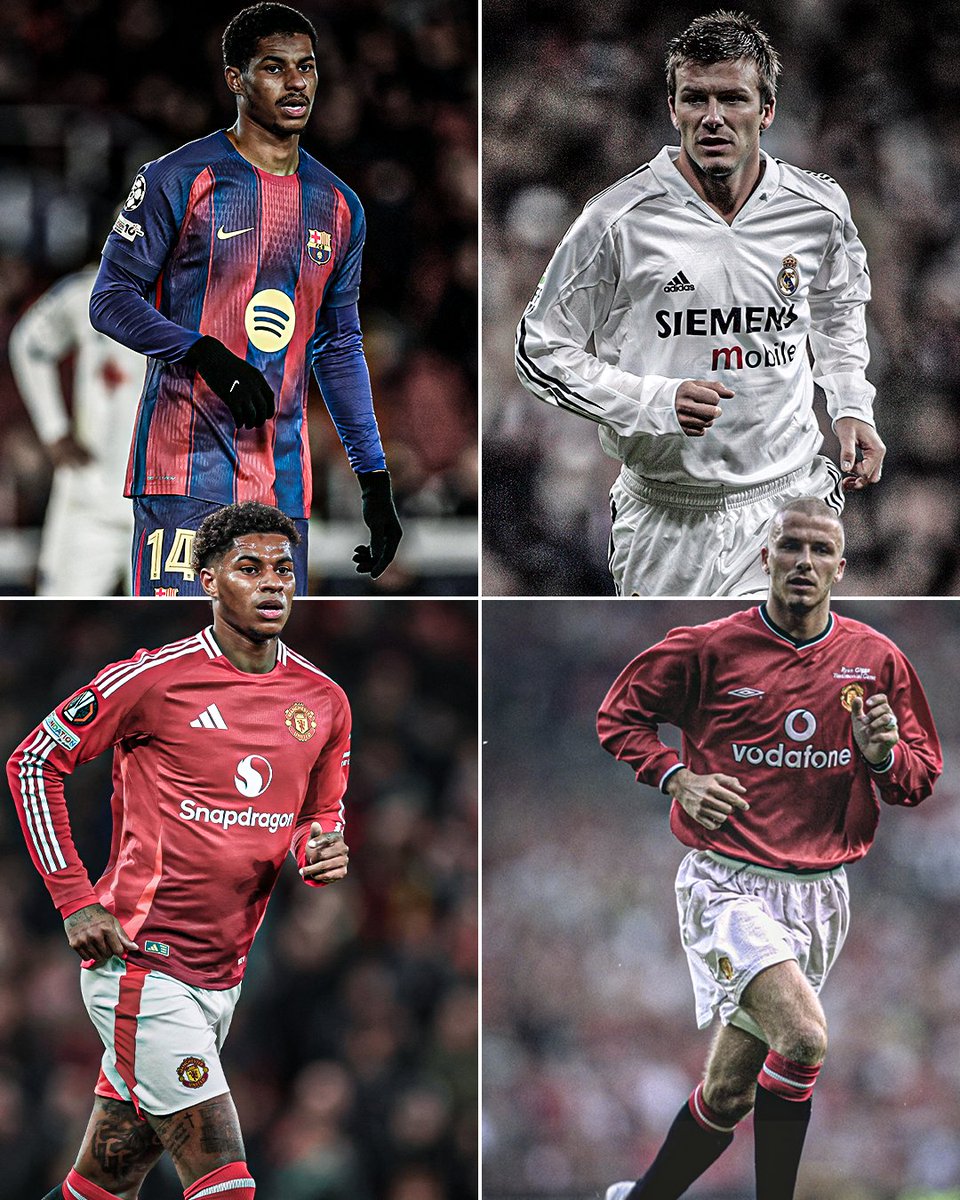 ESPNFC's tweet image. Marcus Rashford is one of only two English players to score a direct free kick for two different teams in the UEFA Champions League (Manchester United and Barcelona) joining David Beckham, who did it with Manchester United and Real Madrid 🎯  (via optajoe)