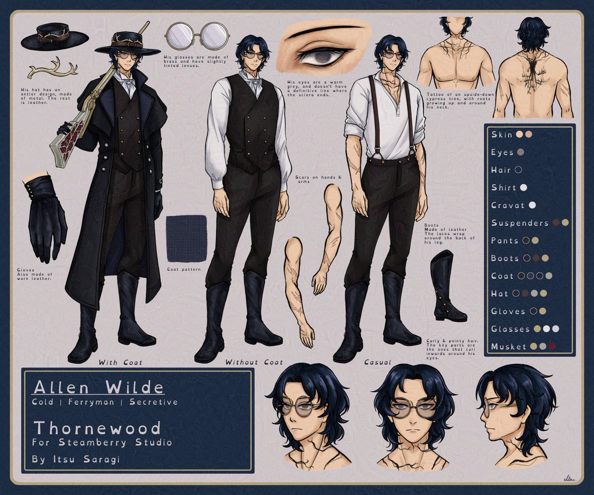 Surprise! I did one more character design for <a href="/SteamberryEsh/">Steamberry Studio</a>. Meet Allen <3