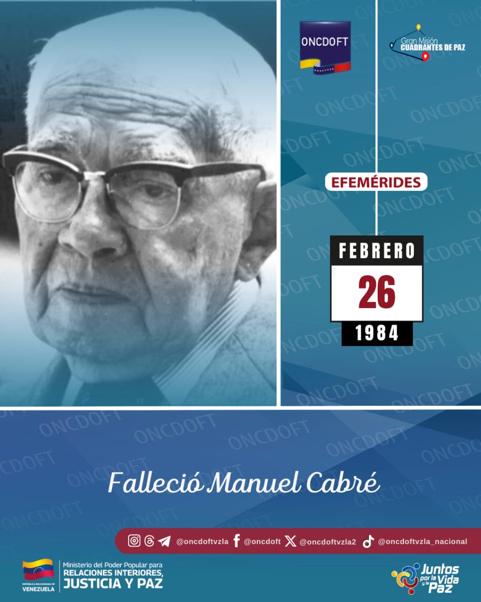 #Efemérides TalDíaComo hoy, #26Feb de 1984 fallece el pintor Manuel Cabré. Fue principalmente paisajista con un excelente dominio de la técnica, el color y la forma, lo cual se evidencia en su obra dedicada al cerro "El Ávila", por la que se le conoce como "El pintor de El Ávila"
