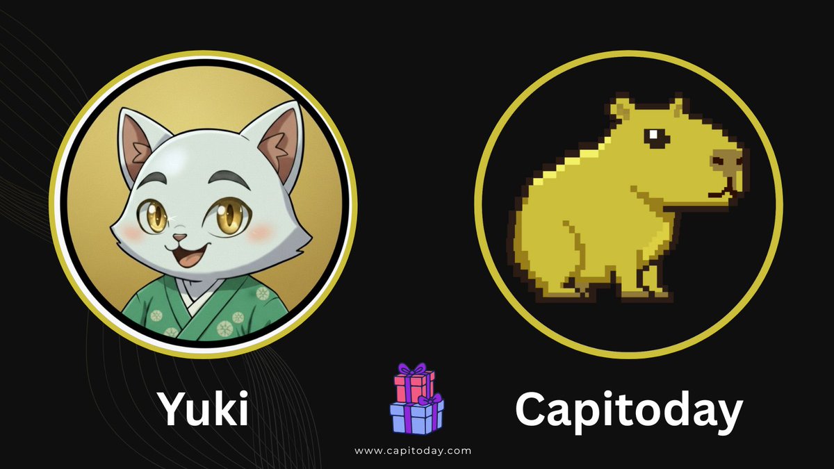 capitoday's tweet photo. 🎁 YUKI COMMUNITY GIVEAWAY 🎁

Thanks to everyone who joined today’s Spaces
Great conversations and solid builders all around.

As a thank-you to our listeners, @Yukicatofficial is giving away

💰 $25 × 2 in $YUKI to 2 winners!

To enter:
✅ Follow @Yukicatofficial 
✅ Follow @capitoday
💬 Reply “YUKI” + your favorite emoji under the @Yukicatofficial pinned post