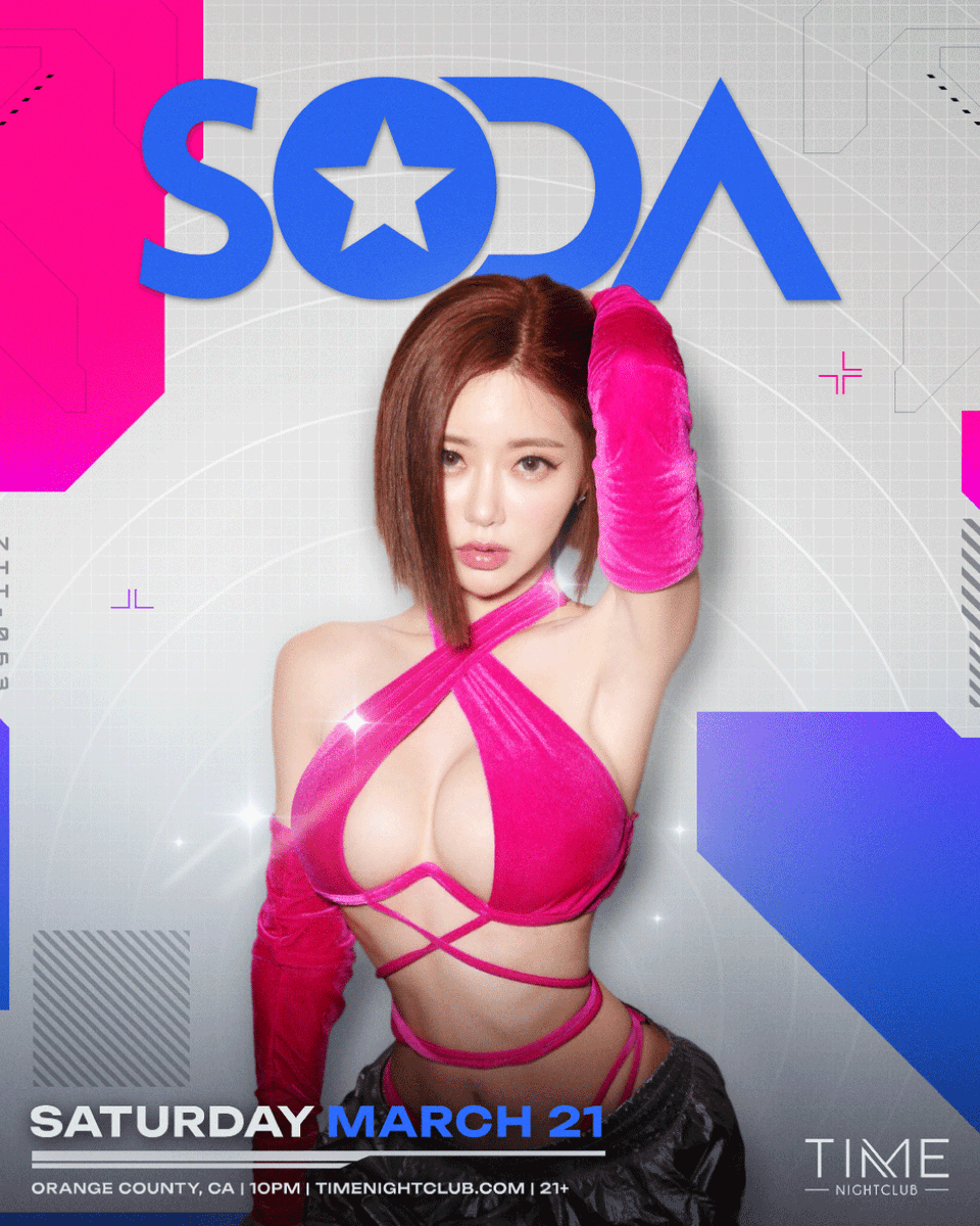timenightcluboc's tweet image. We can't wait to dance with Korean superstar @dj_soda_  on Saturday, 3/21! ✨ Let her star power dazzle as she brings her high-energy mixes blending feel good sounds, trap, house, and more to OC 🫰

Tickets on sale now! → timenightclub.com/djsoda