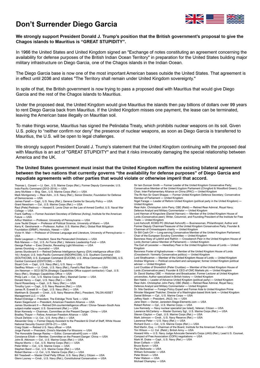 Time to sink the Chagos Surrender and self-determination for the Chagossian people and keep the islands British and save £35 Billion pounds to invest on our national defence and Royal Navy.