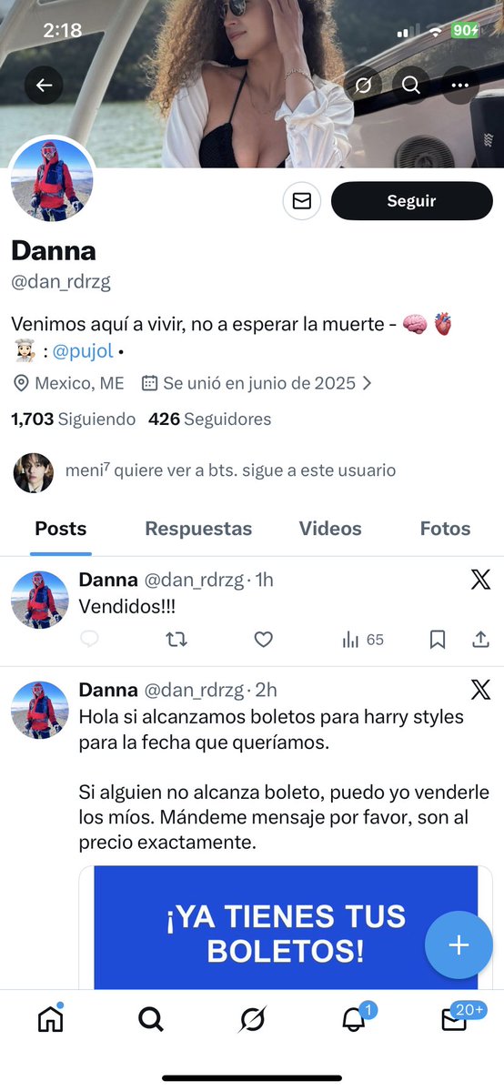 iKOOKGl's tweet image. SI VEN QUE ESTA CUENTA ESTÁ VENDIENDO BOLETOS PARA HARRY U OTRO CONCIERTO NO LE COMPREN‼️

ACABA DE ESTAFAR A UNA AMIGA CON UN BOLETO PARA HARRY