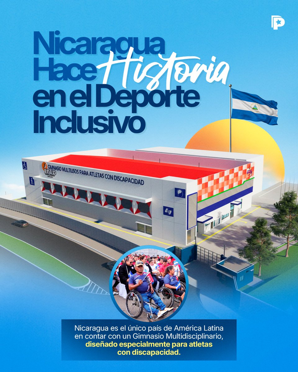 🇳🇮Nicaragua se consolida como el único país de América Latina en contar con el Gimnasio Multidisciplinario “Juan Francisco Balladares Petting” 🏋️‍♂️🤸‍♀️, una infraestructura que impulsa el deporte inclusivo ♿💪 y fortalece el desempeño de atletas con discapacidad en ocho disciplinas