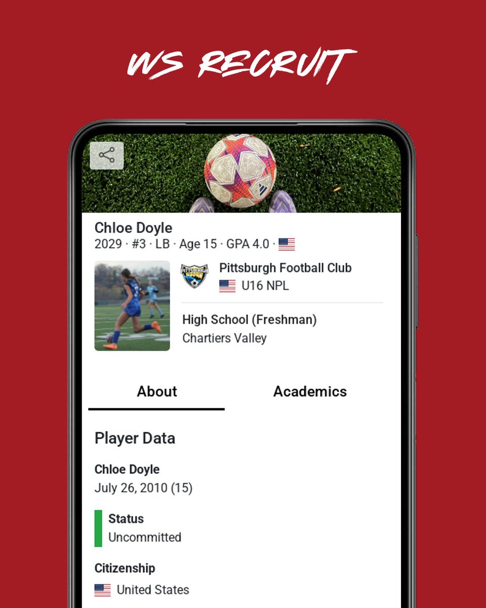 Internespo's tweet photo. 💥Player Spotlight: @ChloeDoyle31

⚽️ 2029 · Left Back
🏟️ @pghfootballclub
📍 Pittsburgh, Pennsylvania

🔗 https://t.co/NtSqIE9tD0
•
•
•
•
#ncaa #naia #youthsoccer #collegesoccer #recruiting https://t.co/YPs59rwldD
