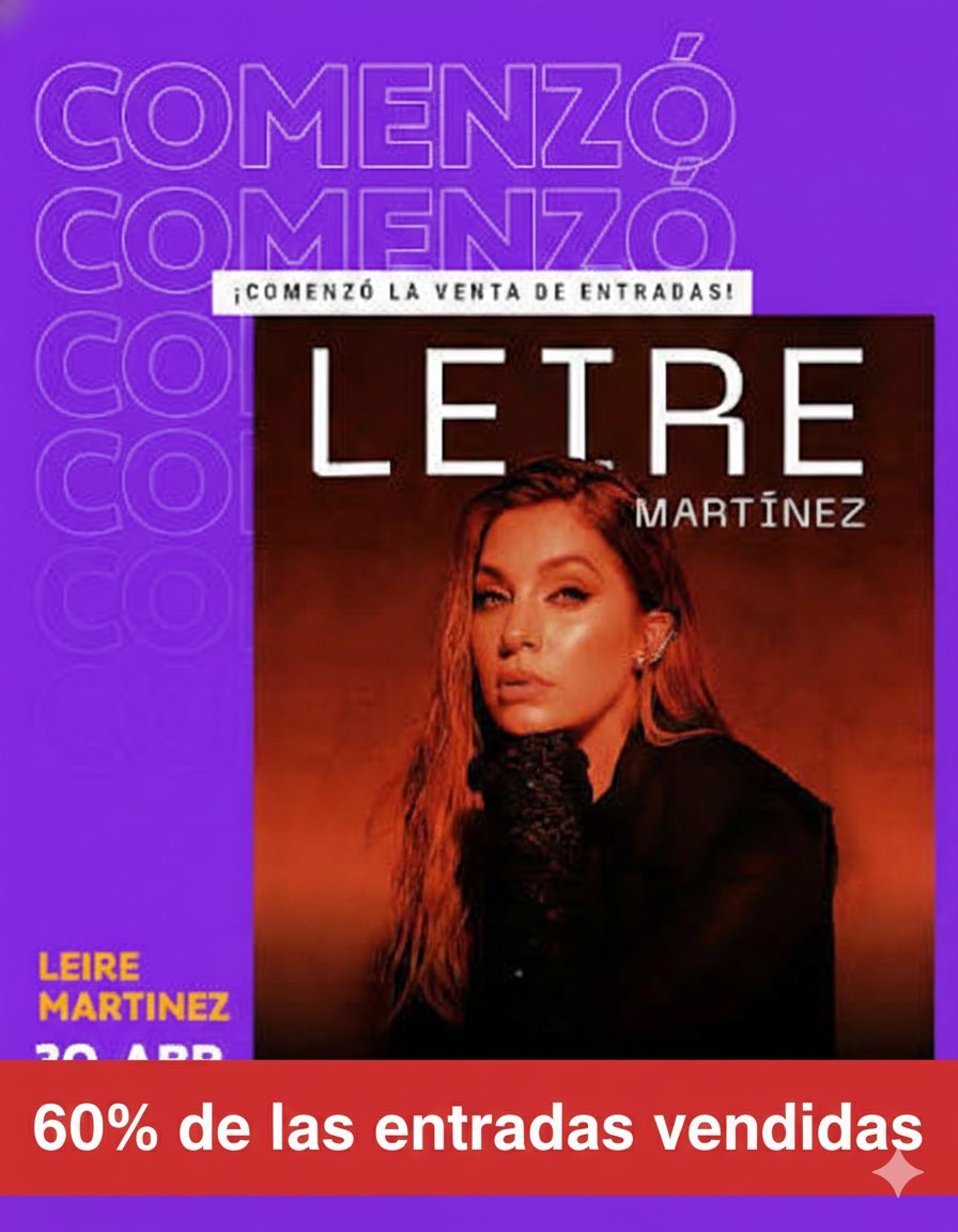 ¡Leire no para! 🔥 A solo cinco horas de salir a la venta, ya se han vendido el 60 % de las entradas en Santiago 🇨🇱🇨🇱