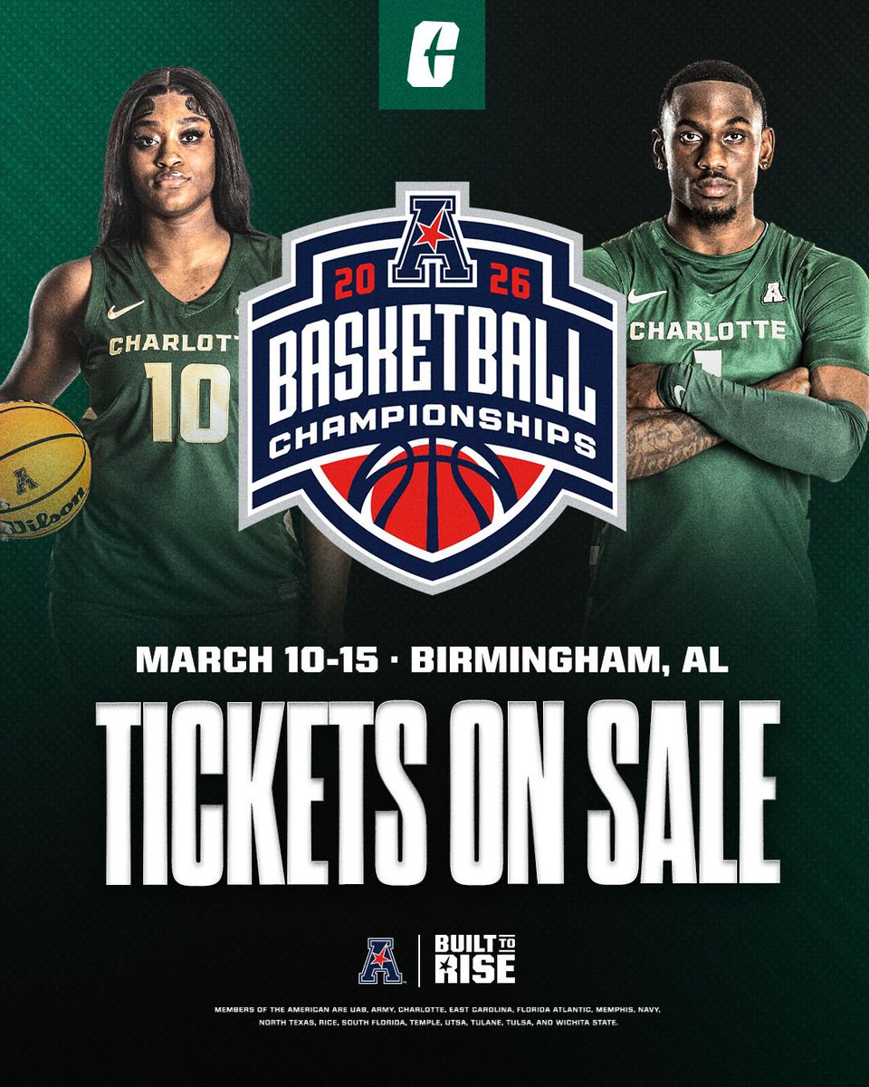 🏀 Championship season is calling.🏀

The <a href="/American_Conf/">The American</a> Championships are headed to Birmingham!

Women’s: March 10–14
Men’s: March 11–15

🎟️ » clt49e.rs/AmericanConfer…