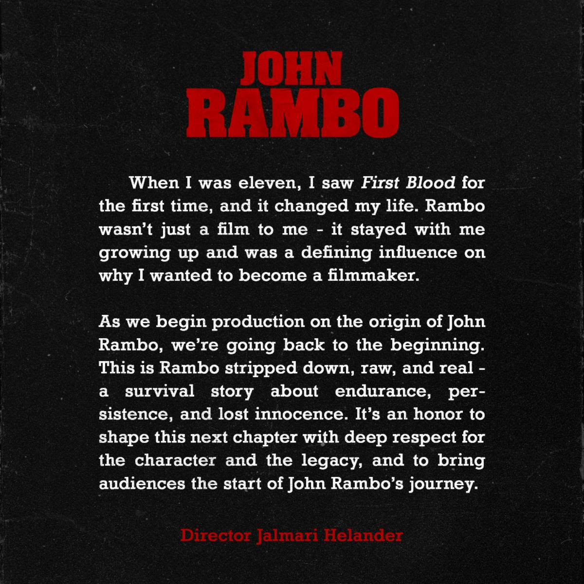 DreadCentral's tweet image. JOHN RAMBO. NOW IN PRODUCTION.