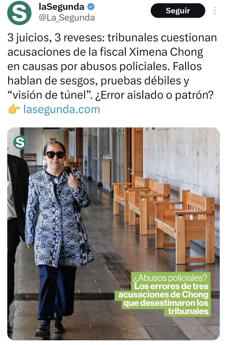 ClaudioCrespoG's tweet image. El fiscal nacional debe solicitar la renuncia de la fiscal Ximena CHONG de la @FiscaliadeChile
Tres juicios millonarios consecutivos perdidos solo por capricho e ideología de Chong en contra de los @Carabdechile
Sabe quién paga esto?
Ud con sus impuestos, al igual que el sueldo…