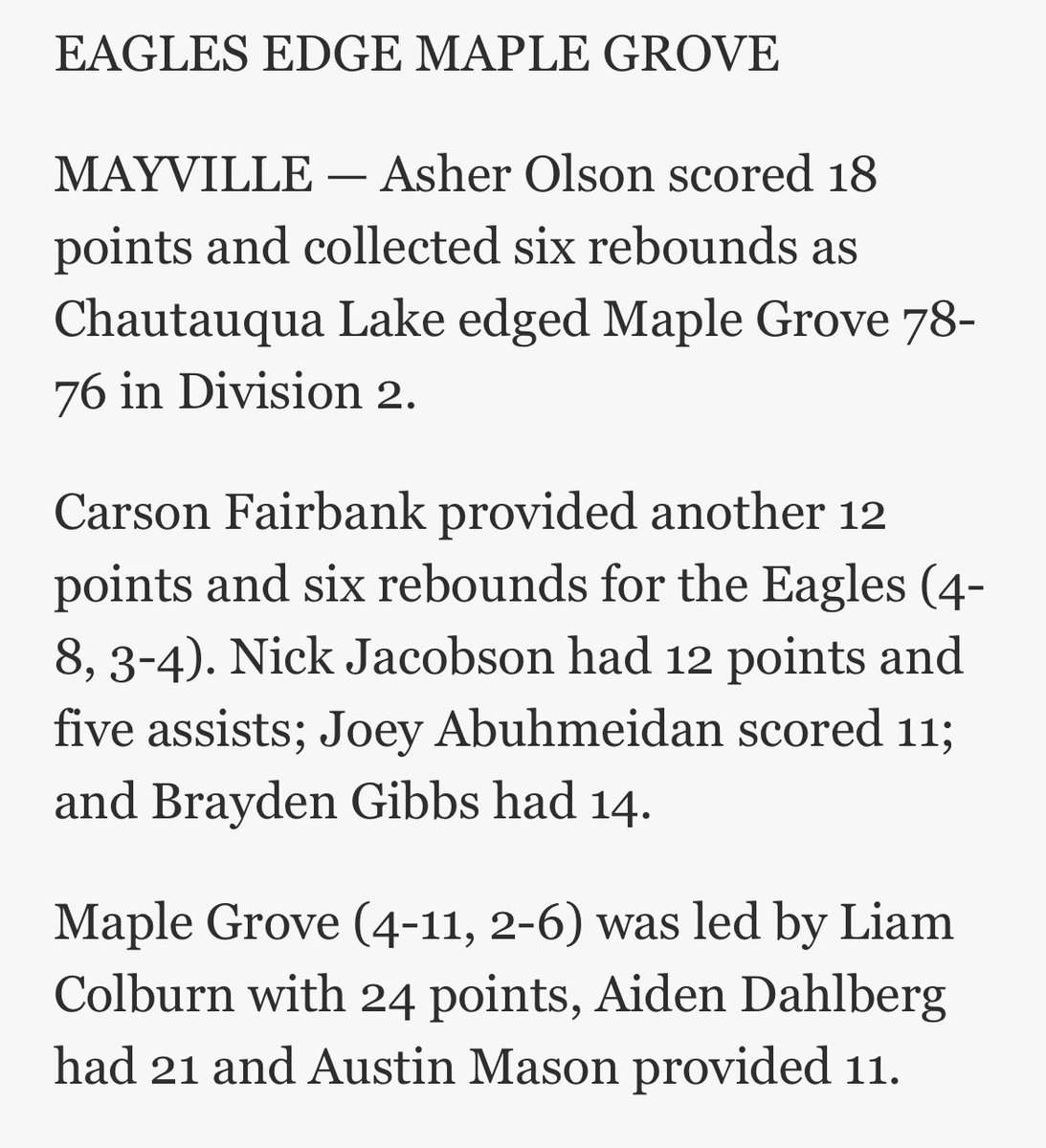 Chautauqua Lake/Westfield/Brocton Eagles tweet media