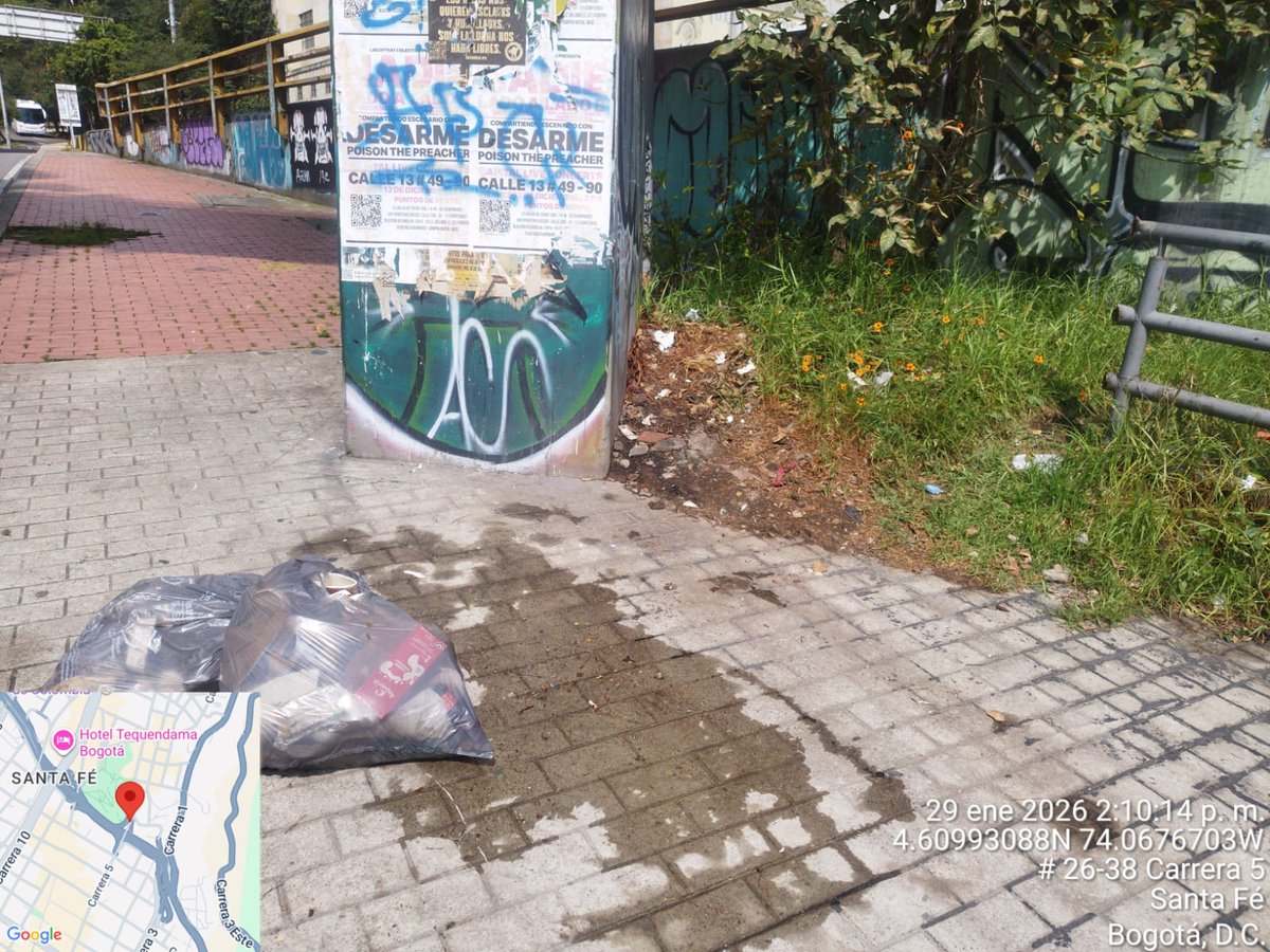 <a href="/sandraborda/">Sandra Borda 🪷🪷</a> Atendemos el llamado de la ciudadanía y junto al operador <a href="/Promoambiental_/">Promoambiental Distrito</a> se realizó la recolección de los residuos.

De manera permanente venimos trabajando en pedagogía ciudadana para el uso adecuado de las cestas. Recordamos que estas están destinadas únicamente para residuos