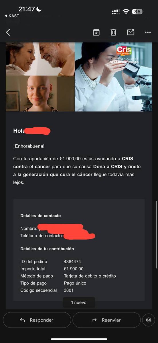 We have just made another donation of €1.900, with a total of €26.200 donated for <a href="/criscancer/">CRIS Contra el Cáncer</a> thanks to $CANCER Token.

The support we are receiving is incredible and this will be reflected in humanity. I hope that great people see this and also support this great initiative.