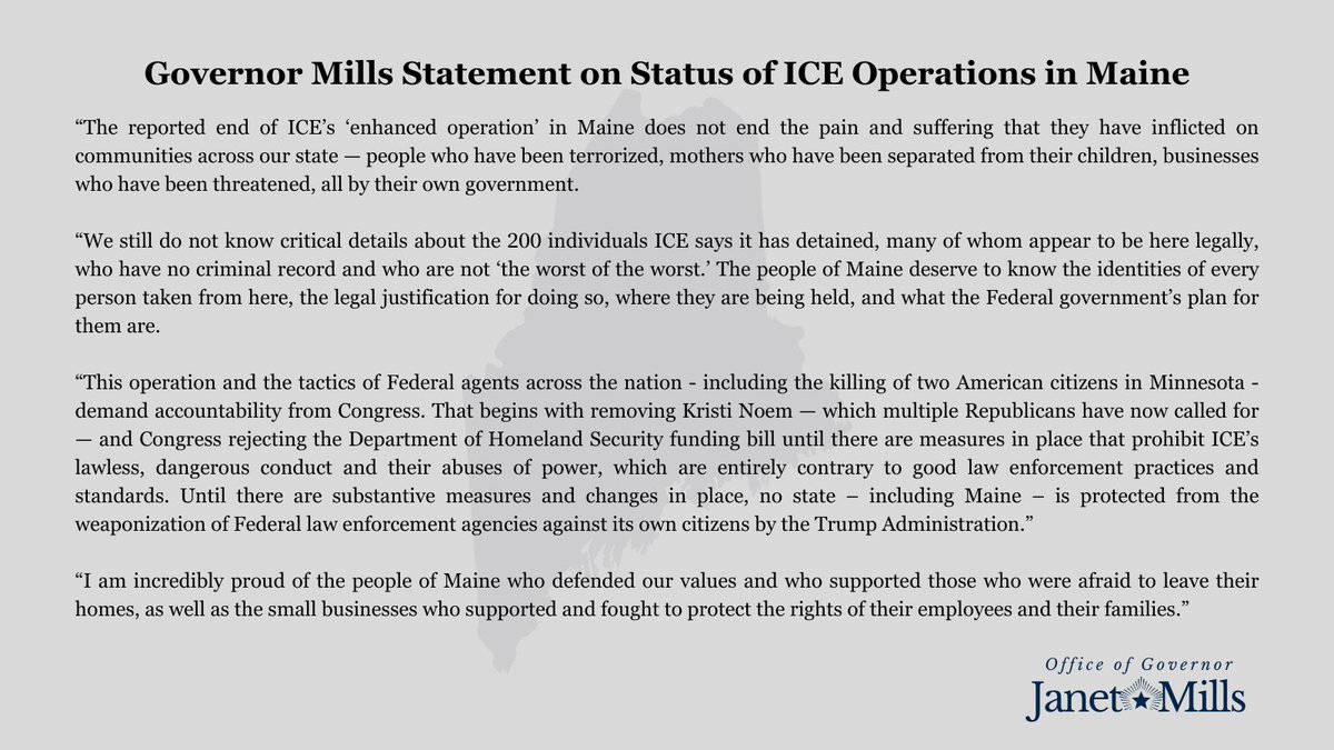 Governor Janet Mills tweet media