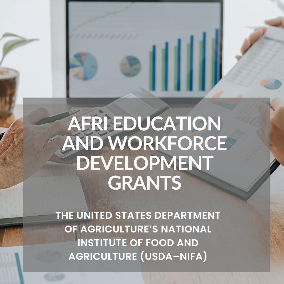 opportunitiesfy's tweet photo. 🌱 USDA Funding Opportunity: AFRI Education & Workforce Development
💰Up to $650K per award
🚜Agriculture & food systems
💰 $39.7M total
📅 Deadline: 31 Dec 2026
🔗 https://t.co/JFrVYeheiF
#USDAGrants #AFRI #AgEducation https://t.co/cJazH1QMxY