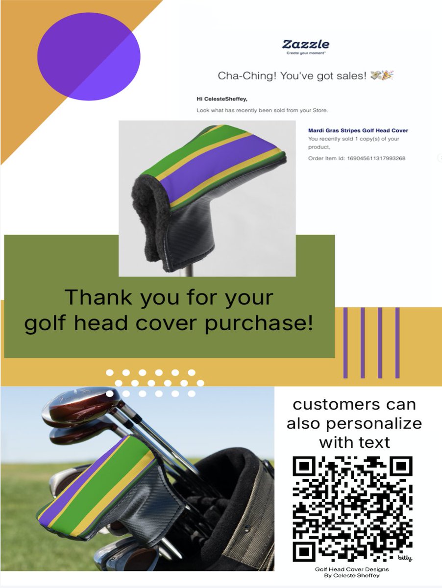 Khoncepts's tweet photo. Mardi Gras Stripes Colors golf head cover

This boldly colorful, purple, gold and green striped golf accessory is beautifully created for Fat Tuesday/Mardi Gras events and birthdays.
Green is for faith, gold represents power and purple stands for justice.
https://t.co/IG3atstBJS https://t.co/q1YHyqkyBn