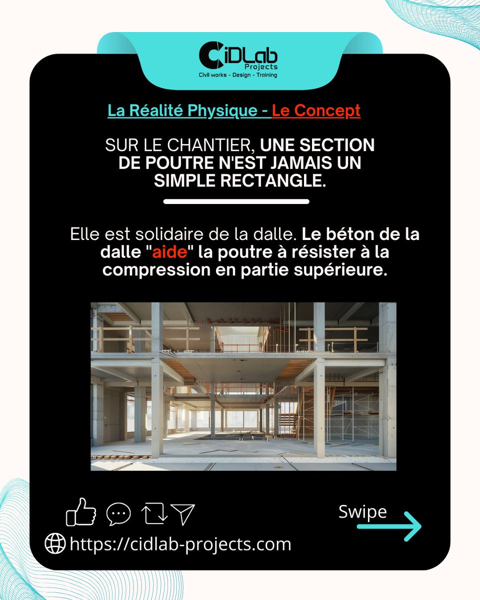 cidlab_projects's tweet photo. Stop au gaspillage d’acier 🛑💸
Poutre en Rectangle = dalle ignorée.
Eurocode 2 (5.3.2.1) : Table de compression obligatoire.
✅ Jusqu’à 30% d’acier économisé
🧠 Optimise la structure, pas le logiciel.

👉🏽 https://t.co/mJbpIlGWn5
#Eurocode2 #RobotStructural #GenieCivil #BTP https://t.co/DI9R9pAKUe