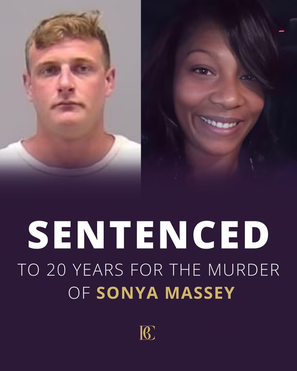 BREAKING: Former deputy Sean Grayson has been sentenced to 20 years after being convicted of the second-degree murder of Sonya Massey, a 36-year-old Black mother who was fatally shot in her own home after calling police for help.